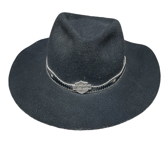 Harley-Davidson Accessories - Harley Davidson Vintage 1990 Felt Wool Black Cowboy/ Western Hat Size Medium